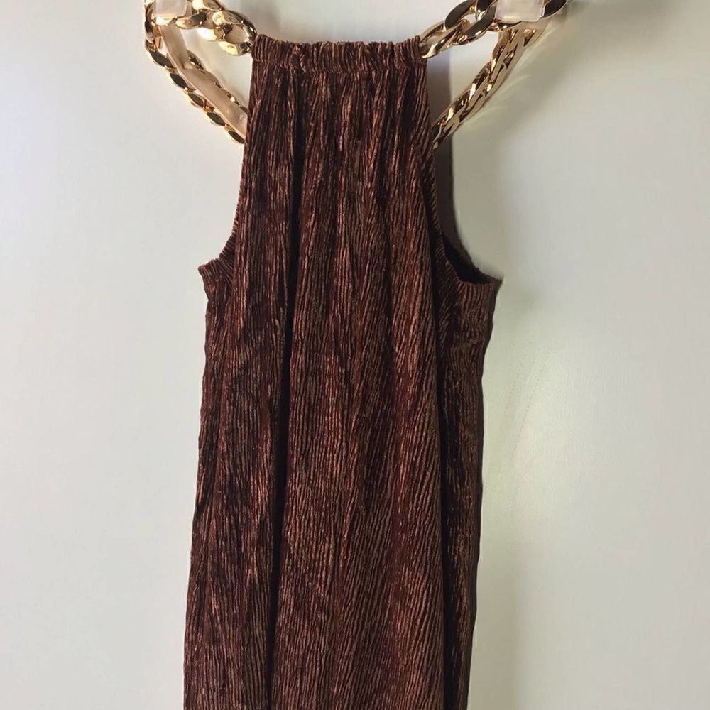 Bronx & Banco Cleopatra Rust Velvet Cutout Maxi Skirt Long Sleeve Gold Chain - Picture 7 of 15